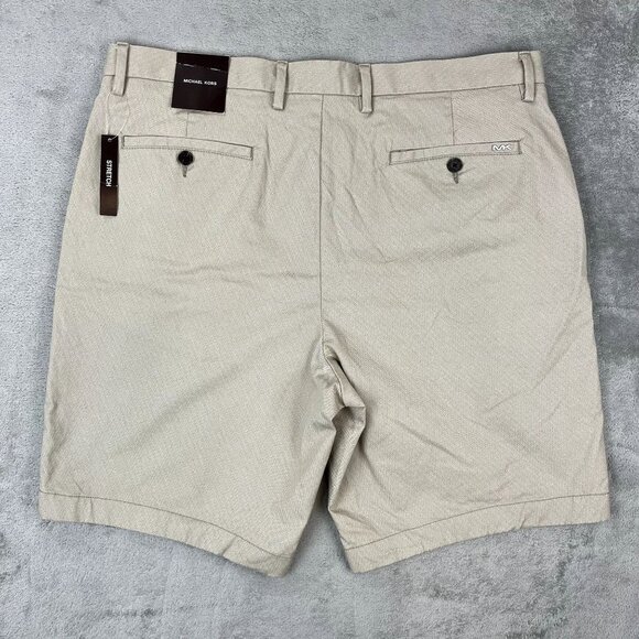 NWT Michael Kors Stretch Spring 1 Khaki Shorts Tan Herringbone Business Casual - Picture 2 of 10